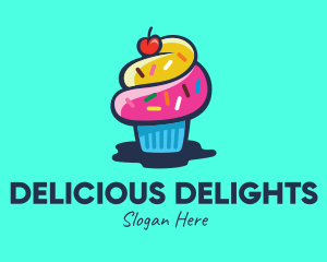 Colorful Cupcake Cherry logo design