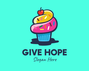 Colorful Cupcake Cherry logo design