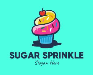 Colorful Cupcake Cherry logo design