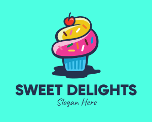 Colorful Cupcake Cherry logo design