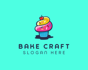 Pastry Cupcake Cherry logo design