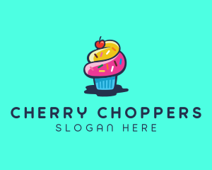 Pastry Cupcake Cherry logo design