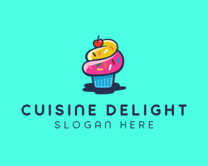 Pastry Cupcake Cherry logo design