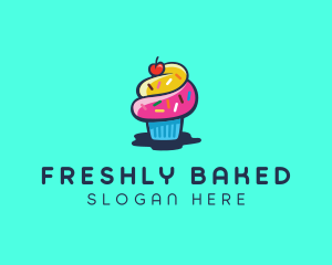 Pastry Cupcake Cherry logo design