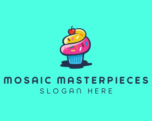 Pastry Cupcake Cherry logo design