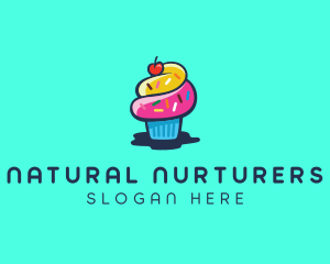 Pastry Cupcake Cherry logo design