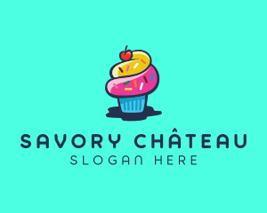 Pastry Cupcake Cherry logo design