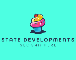 Pastry Cupcake Cherry logo design