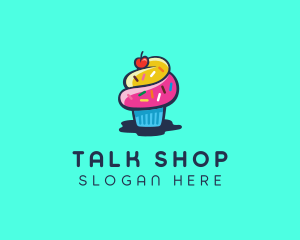 Pastry Cupcake Cherry logo design