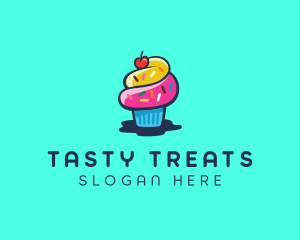 Pastry Cupcake Cherry logo design