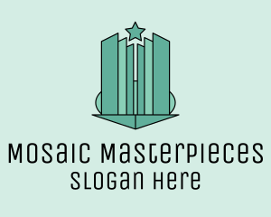 Geometric Star Skyscraper logo design