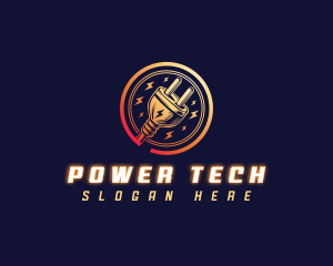 Power Electric Plug logo design