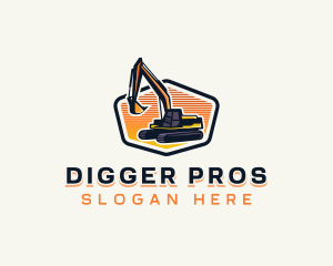 Digging Backhoe Excavator logo design