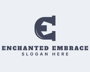 Wrench Mechanic Letter E logo design