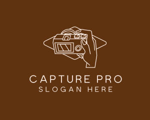 Minimalist Camera Hand logo design