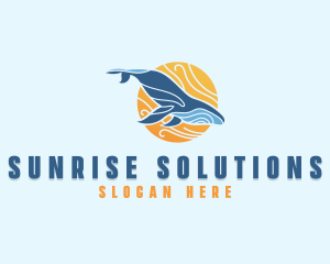 Swimming Whale Sun logo design