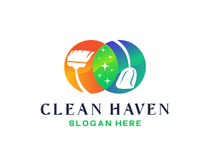 Cleaning Broom Dustpan logo design