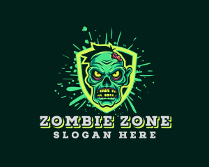 Scary Zombie Shield Gaming logo design