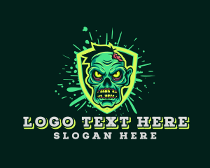 Survival - Scary Zombie Shield Gaming logo design