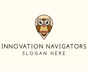 Location Pin Owl logo design