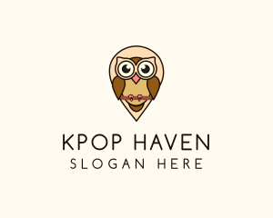 Location Pin Owl logo design