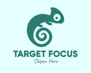 Blue Swirl Target Chameleon logo design