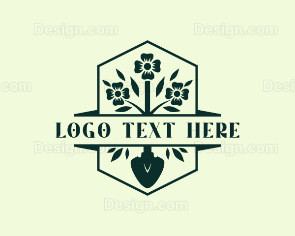 Flower Shovel Gardener Logo