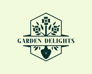 Flower Shovel Gardener logo design