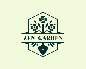 Flower Shovel Gardener logo design