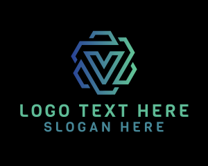 Geometric Cyber Letter V logo