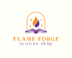 Flame Book Library logo design