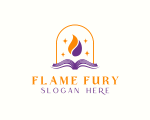 Flame Book Library logo design