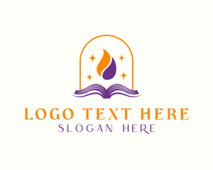 Literacy - Flame Book Library logo design