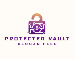 Digital Padlock Security logo design