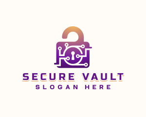 Digital Padlock Security logo design