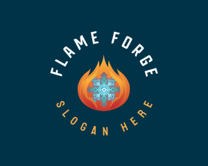 Snowflake Ice Fire logo design