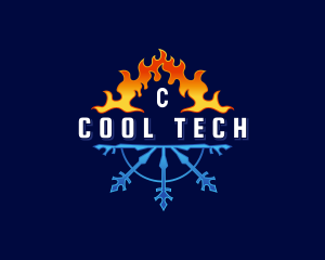 Heating Cooling HVAC logo design