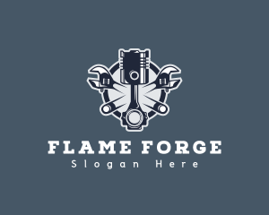 Mechanic Wrench Engine  logo design