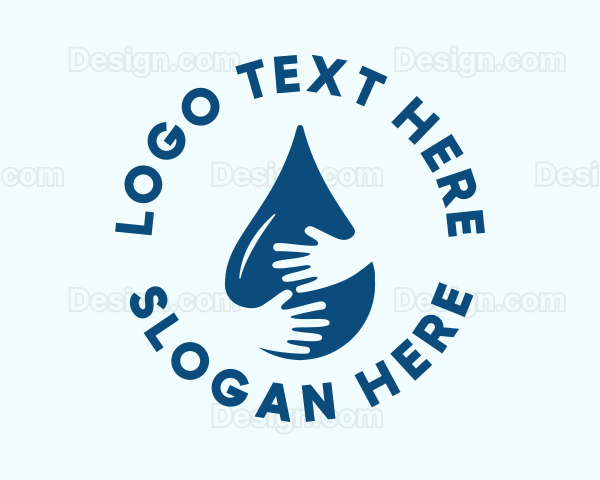 Hand Water Droplet Sanitation Logo