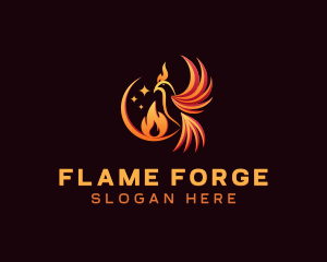 Flame Phoenix Bird logo design