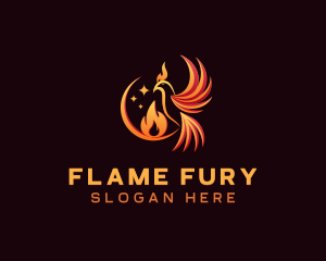 Flame Phoenix Bird logo design