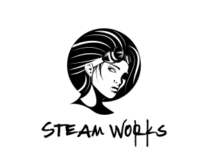 Black Steampunk Goggles Woman Gaming logo