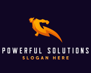 Power Lightning Human logo design