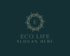 Organic Leaf Wreath  logo design