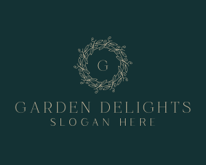 Organic Leaf Wreath  logo design