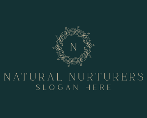 Organic Leaf Wreath  logo design