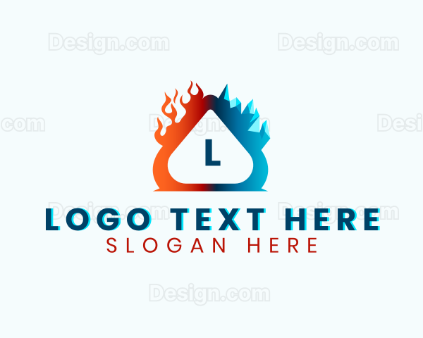 Cold Ice Heating Flame Logo