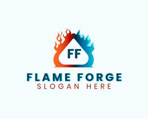 Cold Ice Heating Flame logo design