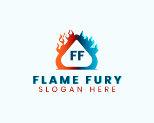 Cold Ice Heating Flame logo design