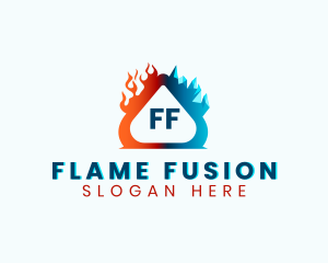 Cold Ice Heating Flame logo design